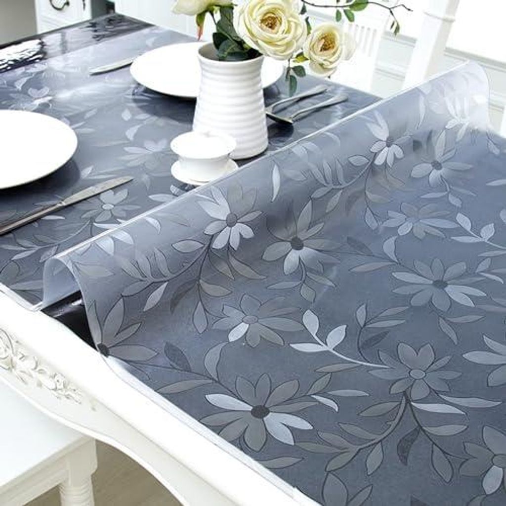 SSFMSF PVC Tablecloth Thickened Desktop Protective Film, Waterproof and Heat-Resistant Wipeable Table Mat, Suitable for Indoor and Outdoor Customiz...