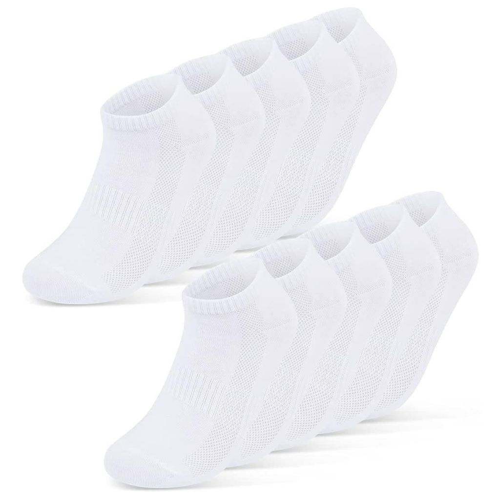 Sneaker Socken Herren Damen kurze Sportsocken Mesh - 16510 Weiß 47-50 10 Paar