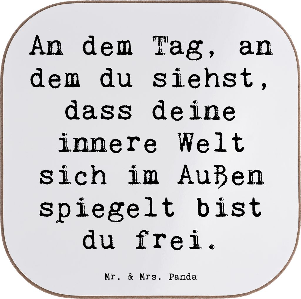 Mr. & Mrs. Panda Untersetzer für Gläser Spruch Selbstreflexion Freiheit - Weiß - Geschenk, innerer Frieden, Tassen, Holzuntersetzer, Motivation,...