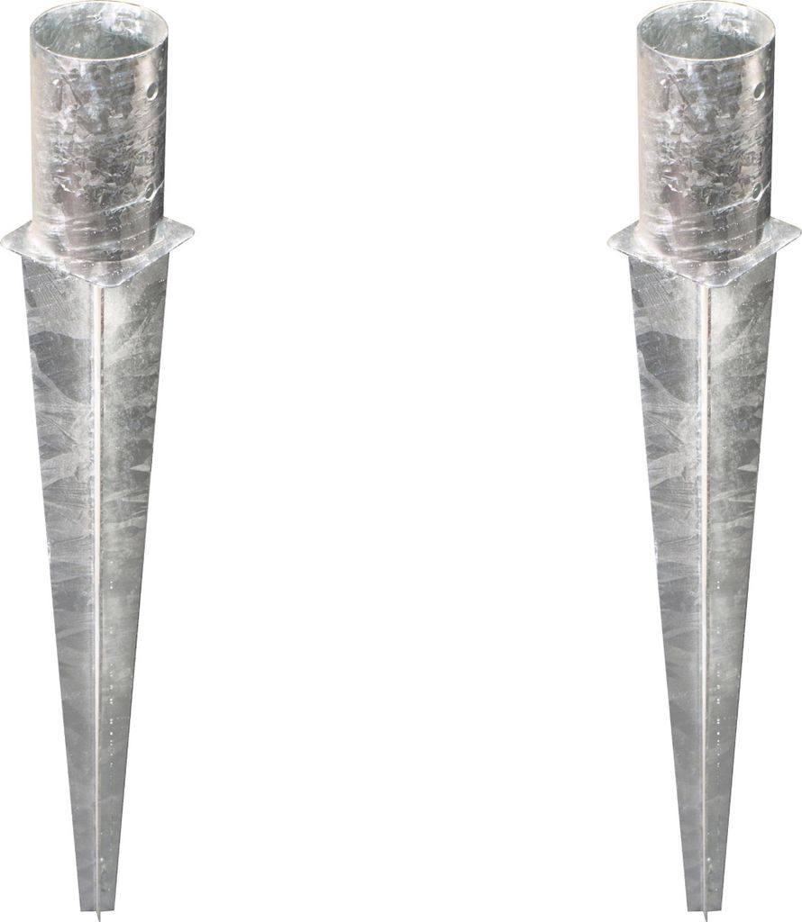 Alberts 2 x Einschlag-Bodenhülse für Rundholzpfosten, Ø121 mm, Länge 750 mm, feuerverzinkt, zum Einbetonieren