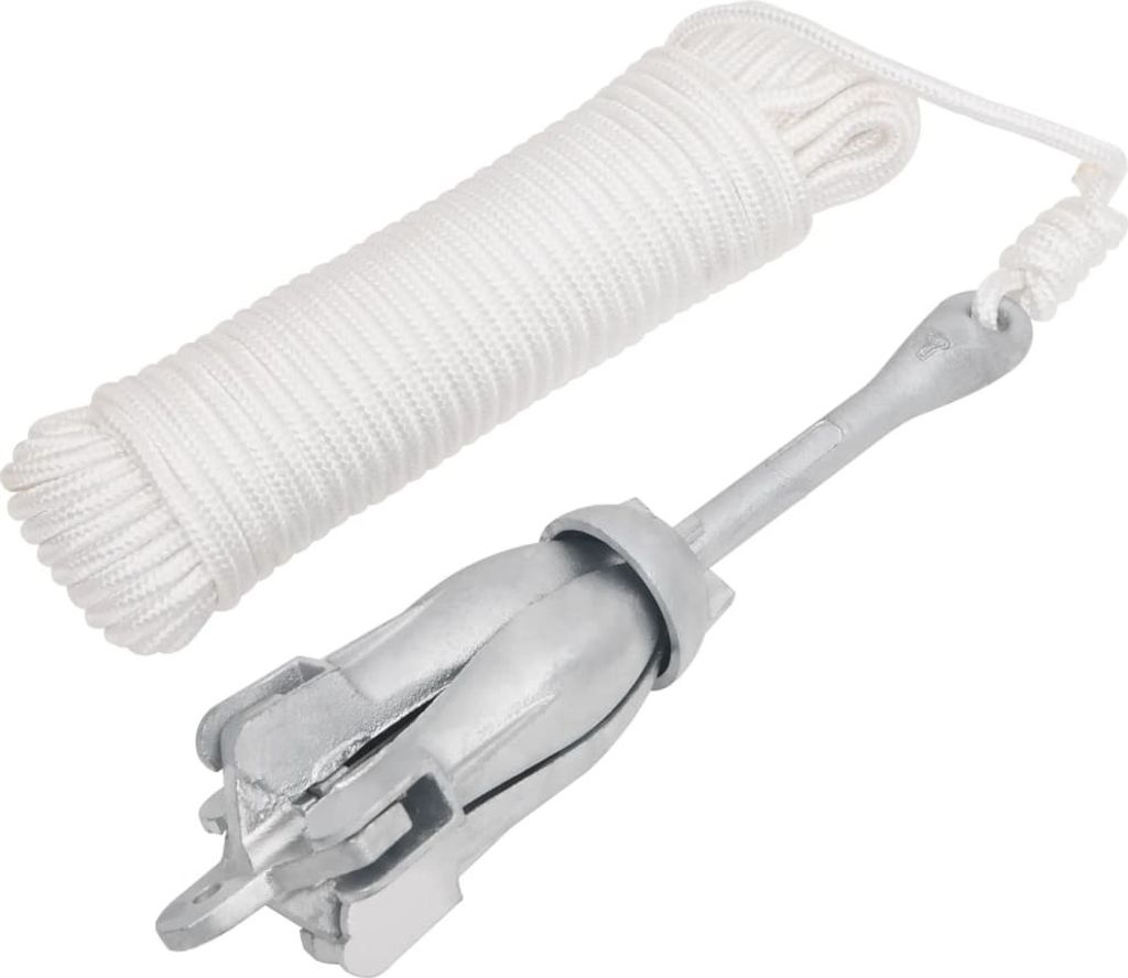 Klappanker mit Seil Silber 6 kg feuerverzinktes Gusseisen