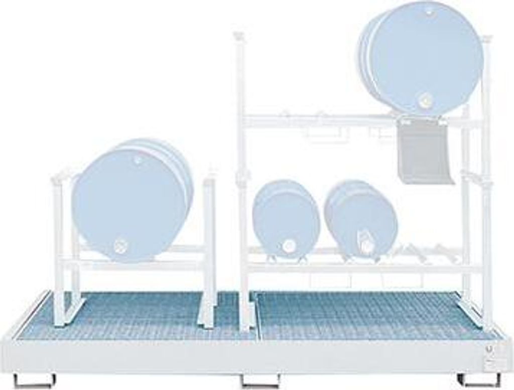 RR Industrietechnik Auffangwanne aus Stahl für 8x 200 Liter Fass mit Gitterrost verzinkt