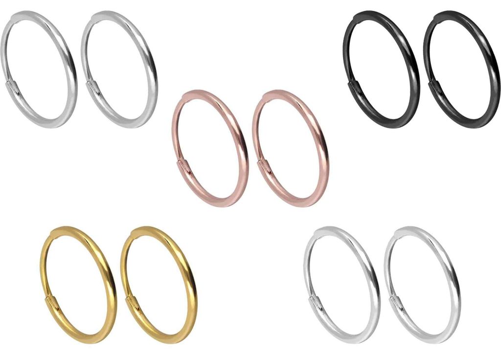 Titan Ohrclicker Creolen RoséGold Innendurchmesser: 12mm + Designstärke: 1,2mm