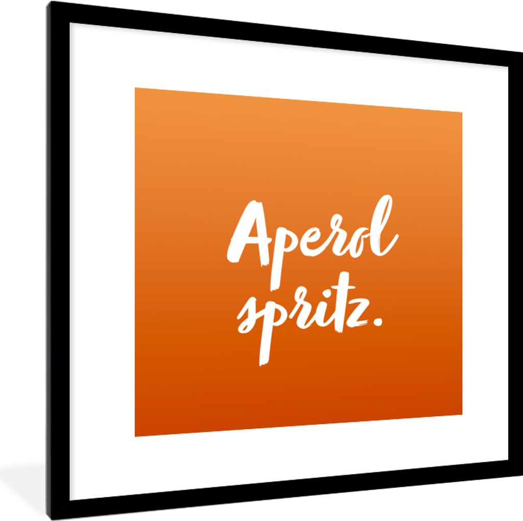 MuchoWow Gerahmtes Poster Text - Cocktail - Aperol Spritz - Zitate - Alkohol 40x40 cm - Poster mit Schwarzem Bilderrahmen Wandposter Rahmen Foto ...