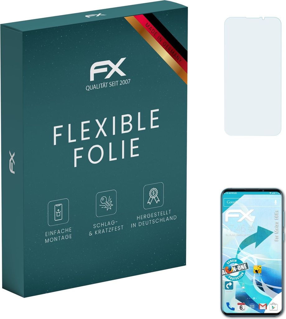 atFoliX FX-ActiFleX 3x Schutzfolie kompatibel mit Meizu 16Xs Folie