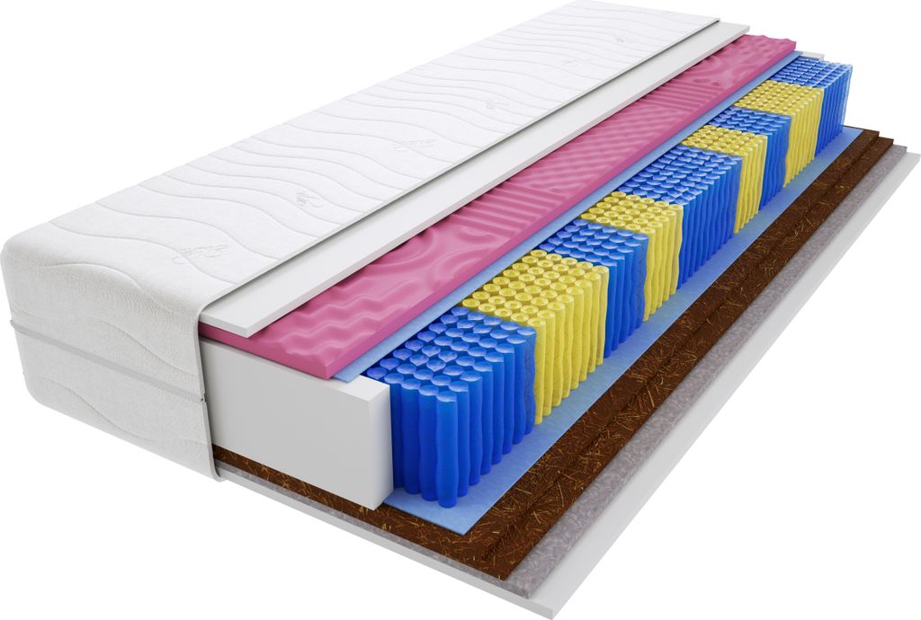 Matratze 105x205 cm Doppelmatratze, H3 & H5 Federkernmatratze, Taschenfederkernmatratze 19 cm Hoch Kokosfaser Profilierter Moletschaum Rosshaar Hyp...