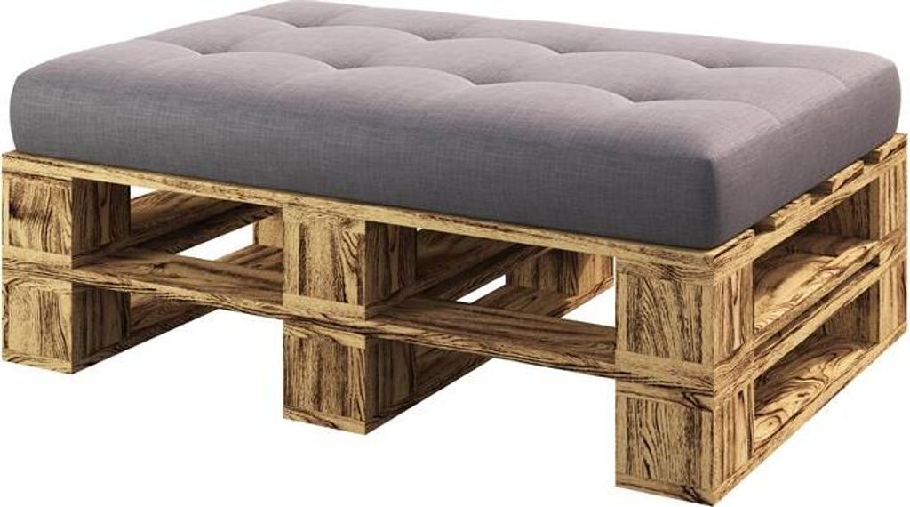 Lermowood Palettenmöbel Mp Hocker 120 x 80 x 40 cm Geflammt | Europaletten Indoor und Outdoor Lounge Gartenmöbel Holz Gartenmöbel Set Lounge Mö...