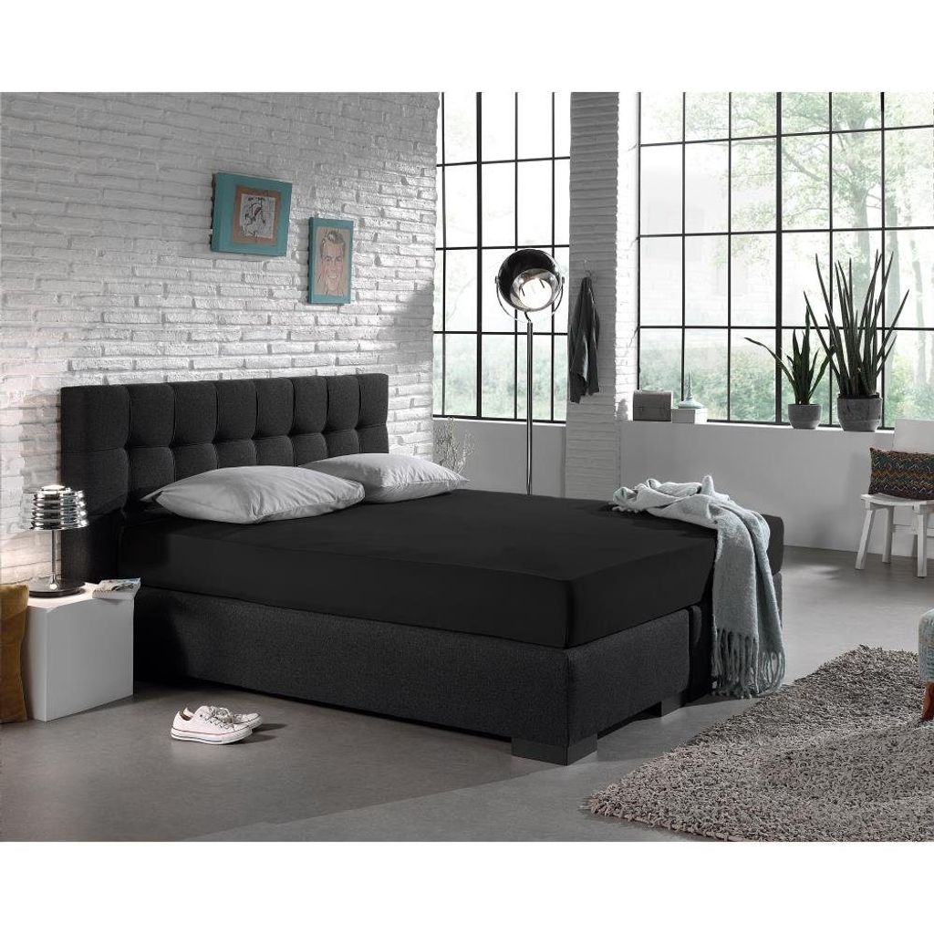 Spannbettlaken Jersey schwarz 80/90/100x200cm