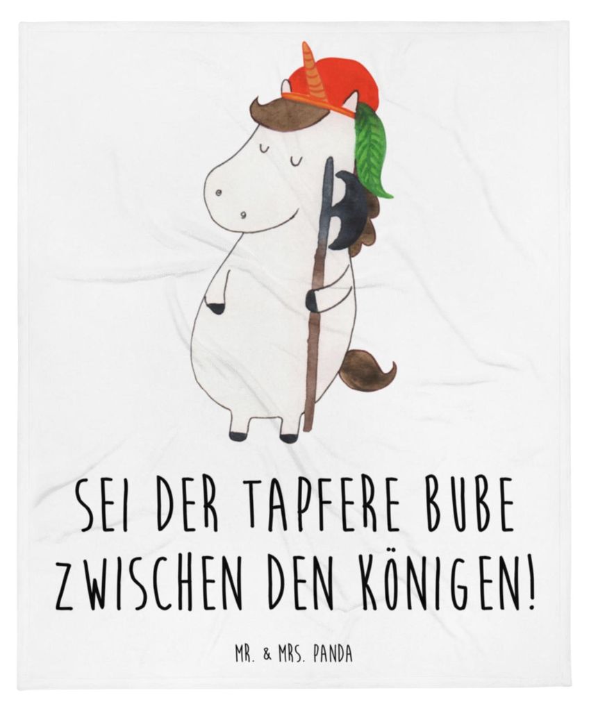 Mr. & Mrs. Panda Tagesdecke Einhorn Junge - Weiß - Geschenk, Bettüberwurf, Einhörner, Decke, Mittelalter, Bube, Unicorn, Winterdecke, Kuscheldec...