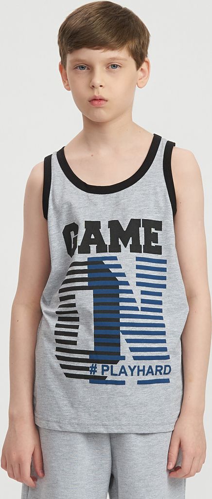 Jungen Tanktop Game ON - Graumeliert - 152