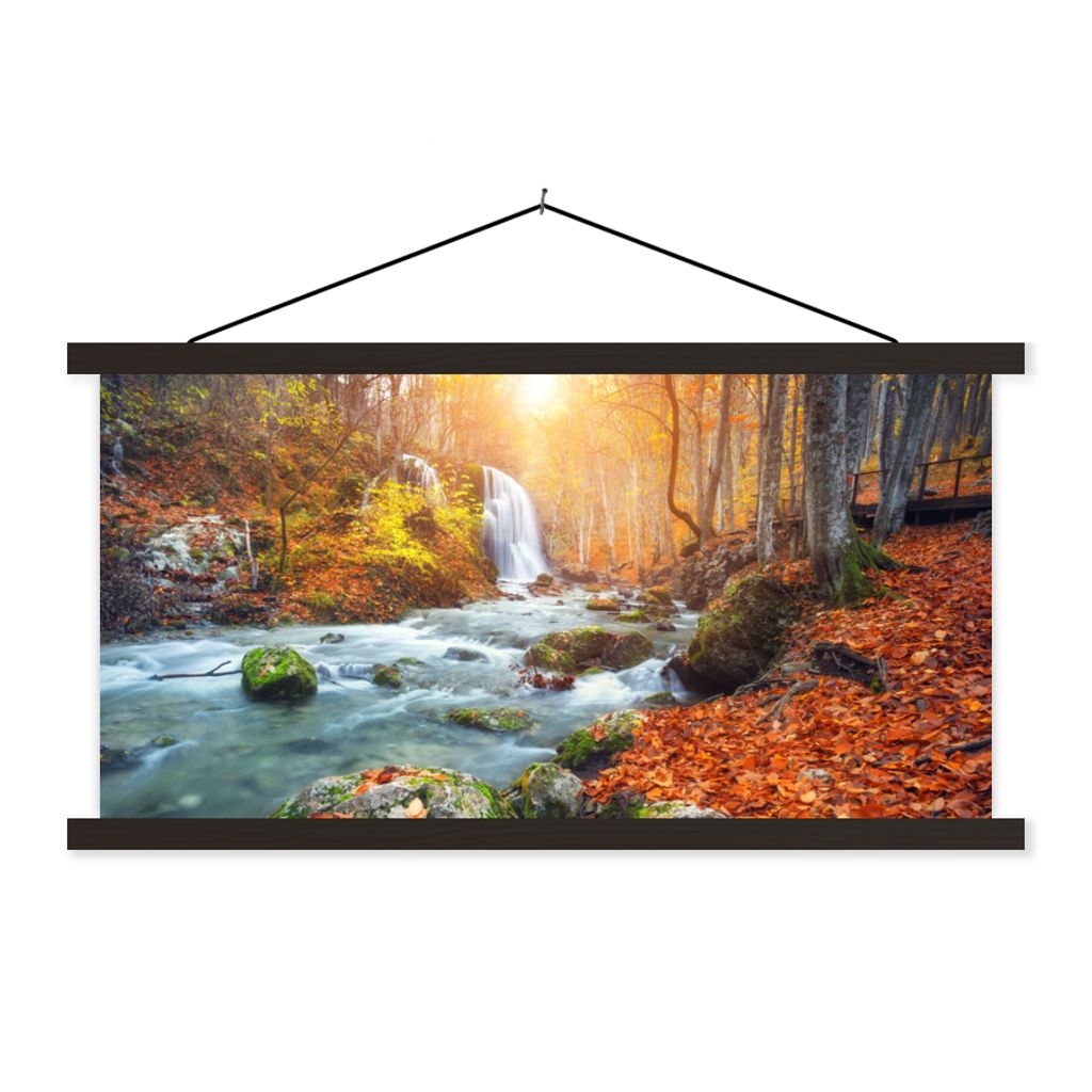 MuchoWow Textilposter Natur - Sonne - Herbst 150x75 cm mit schwarzem Rahmen - Posterleiste