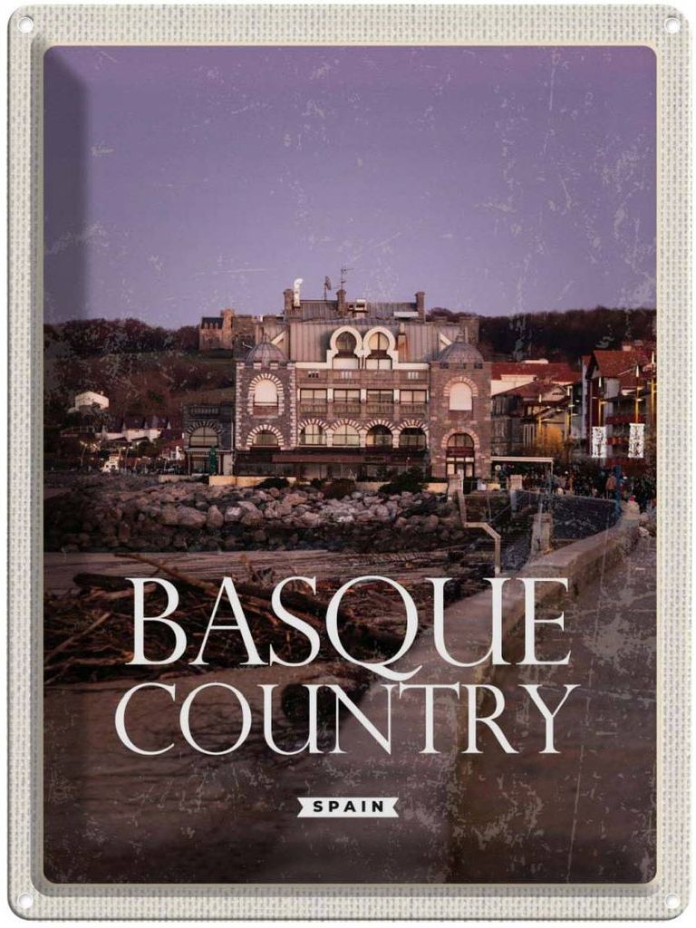 vianmo Blechschild 40x30 cm Retro Basque Urlaub country Spain Baskenland Bildmotiv Reisemotiv Abenteuer Reisen Europa