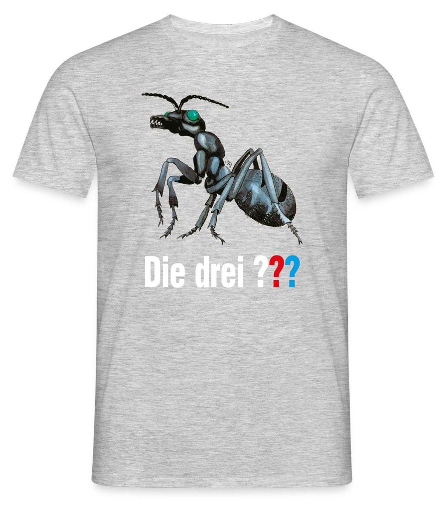 Spreadshirt Die Drei Fragezeichen Und Der Ameisenmensch Logo Männer T-Shirt, L, Grau meliert
