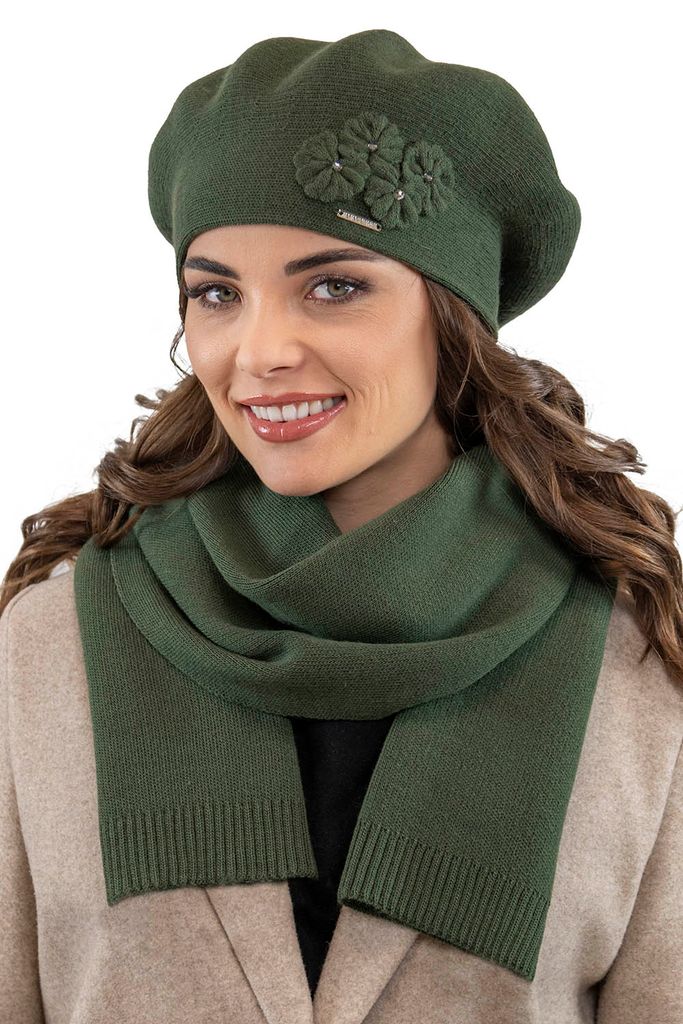 Vivisence damen baskenmütze eleganter wintermütze und schal Produktbild 