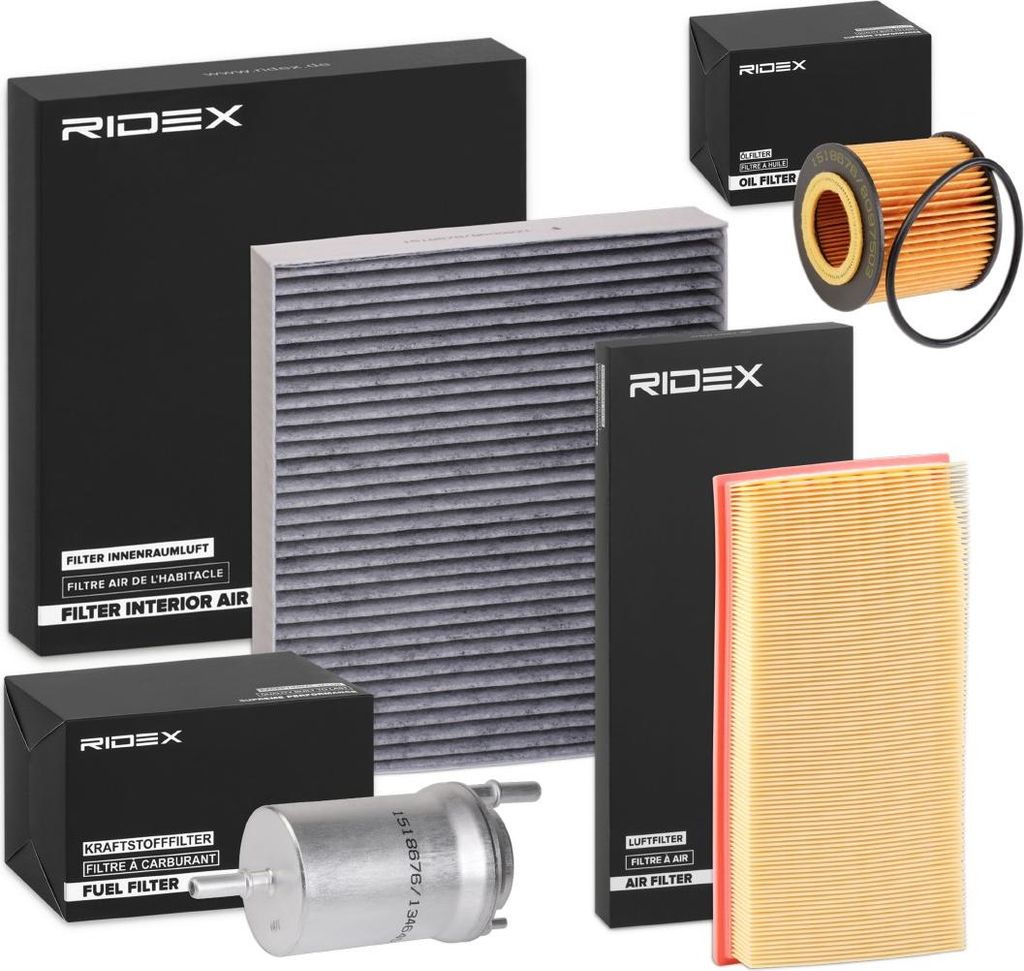 RIDEX Filterset Inspektionspaket Filtersatz für VW POLO (9N) für SKODA Fabia I Combi (6Y5) FABIA (6Y2) FABIA Stufenheck (6Y3) Fabia I Praktik (6Y5)