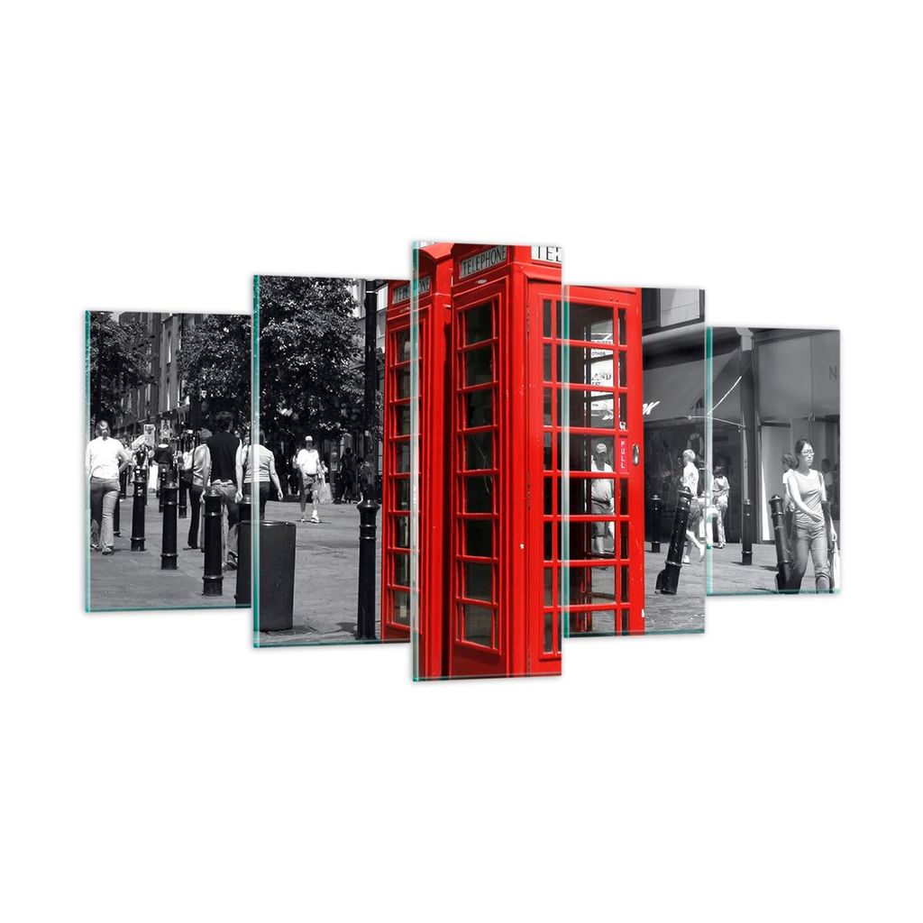 Bilder auf glas - Großbritannien London Telefon Straße - 160x85cm - Glasbilder - Wandbilder - Kunstdruck - Wanddekoration aus Glas - Glas Bilder ...