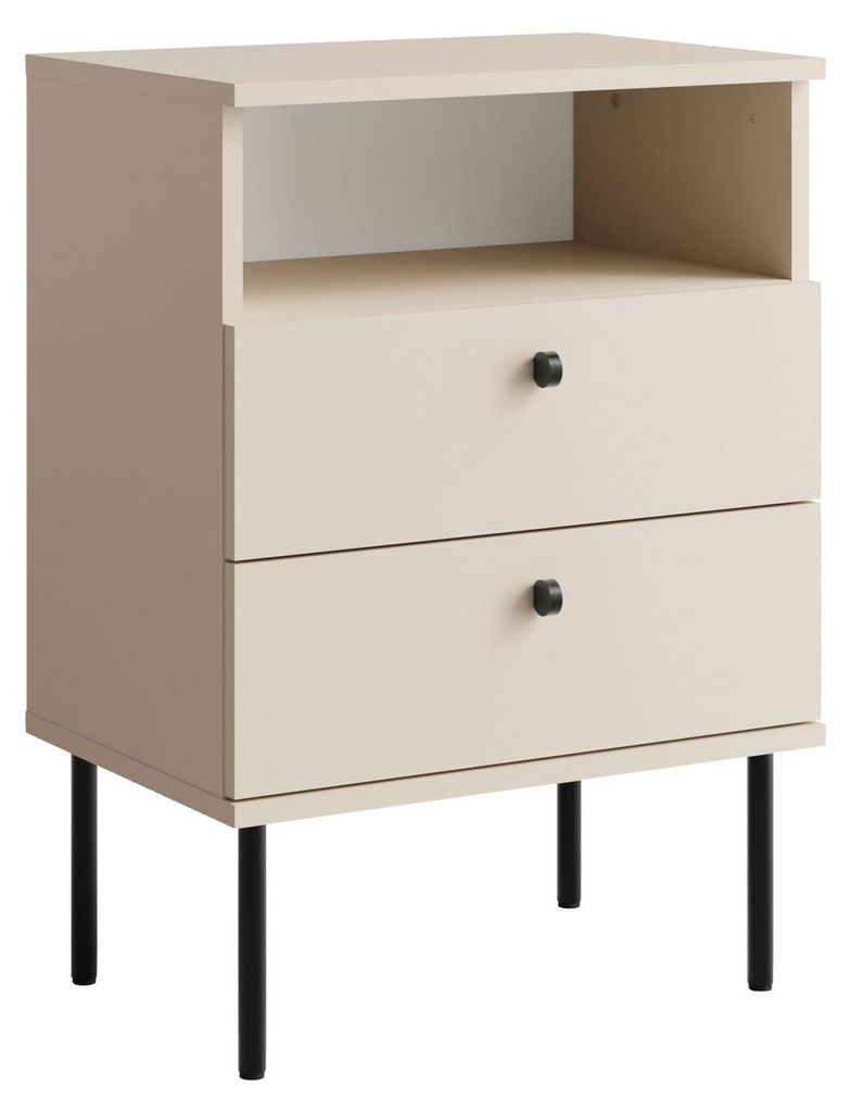 Masseno Nachttisch STRATUS Nachtschrank Beistelltisch für Schlafzimmer 50 x 69,4 x 33,9 cm Beige