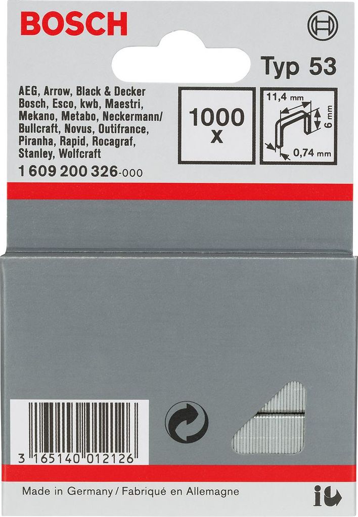 Bosch 1 609 200 326, 1000 svoriek, 11,4 x 0,74 x 6 mm Obrázok produktu 