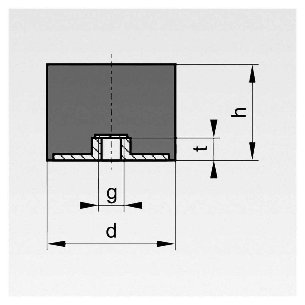 Gummi-Metall-Puffer Aus.E30x15mm M8