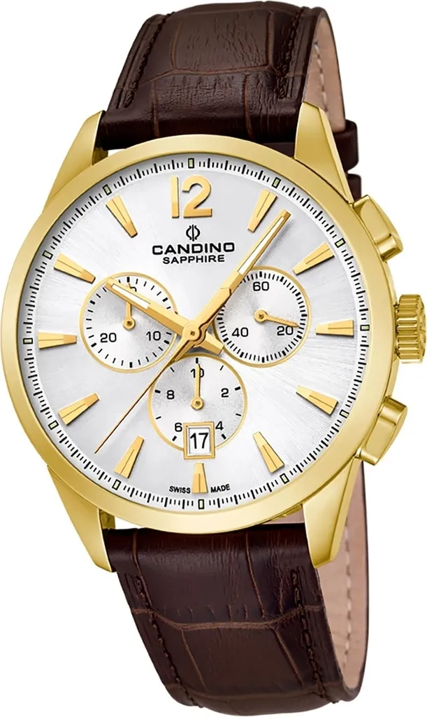 Montre de Sport de Luxe Candino Cadran Brun et Acier Inoxydable Homme