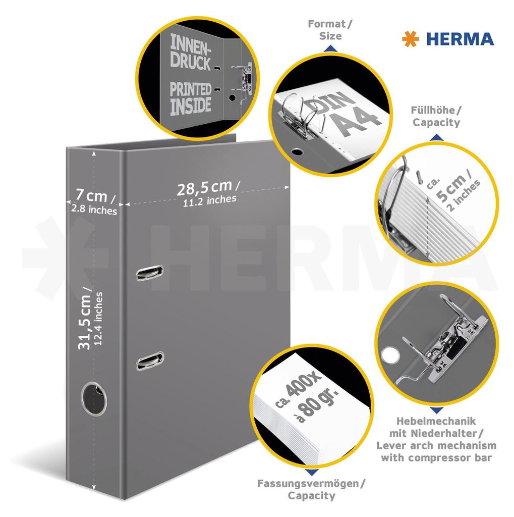 HERMA 19276, A4, Karton, Mehrfarbig, 7 cm, 285 mm, 315 mm Produktbild 