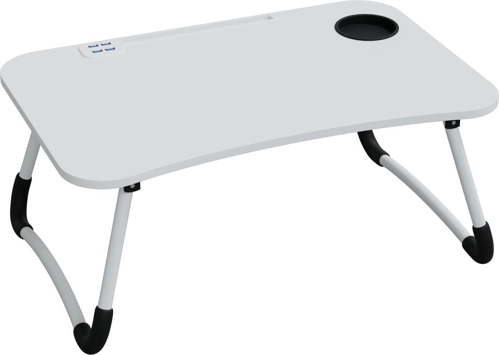 HAGO24 Laptoptisch 60x40cm Weiß Notebooktisch Lapdesk klappbar USB Laptophalter Tabletfach Getränkehalter Ventilator Leselampe