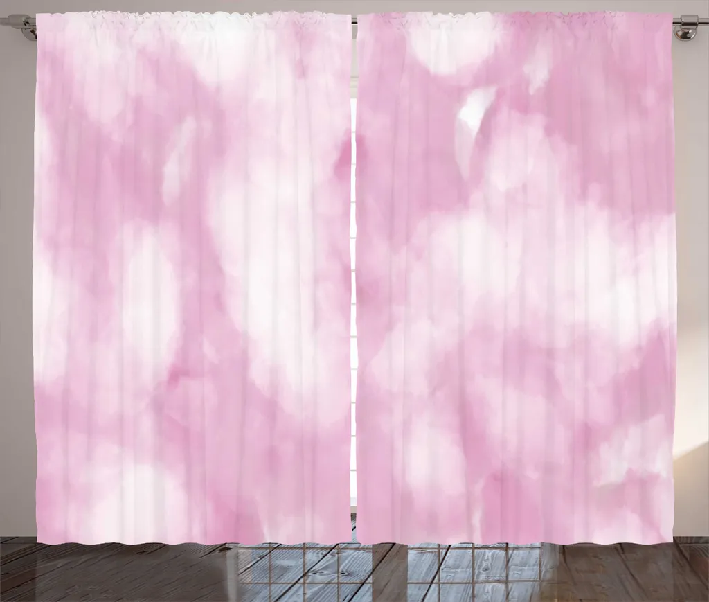 Rideaux universels salon Art Abstrait 280 x 225 cm Rose Pâle et Gris