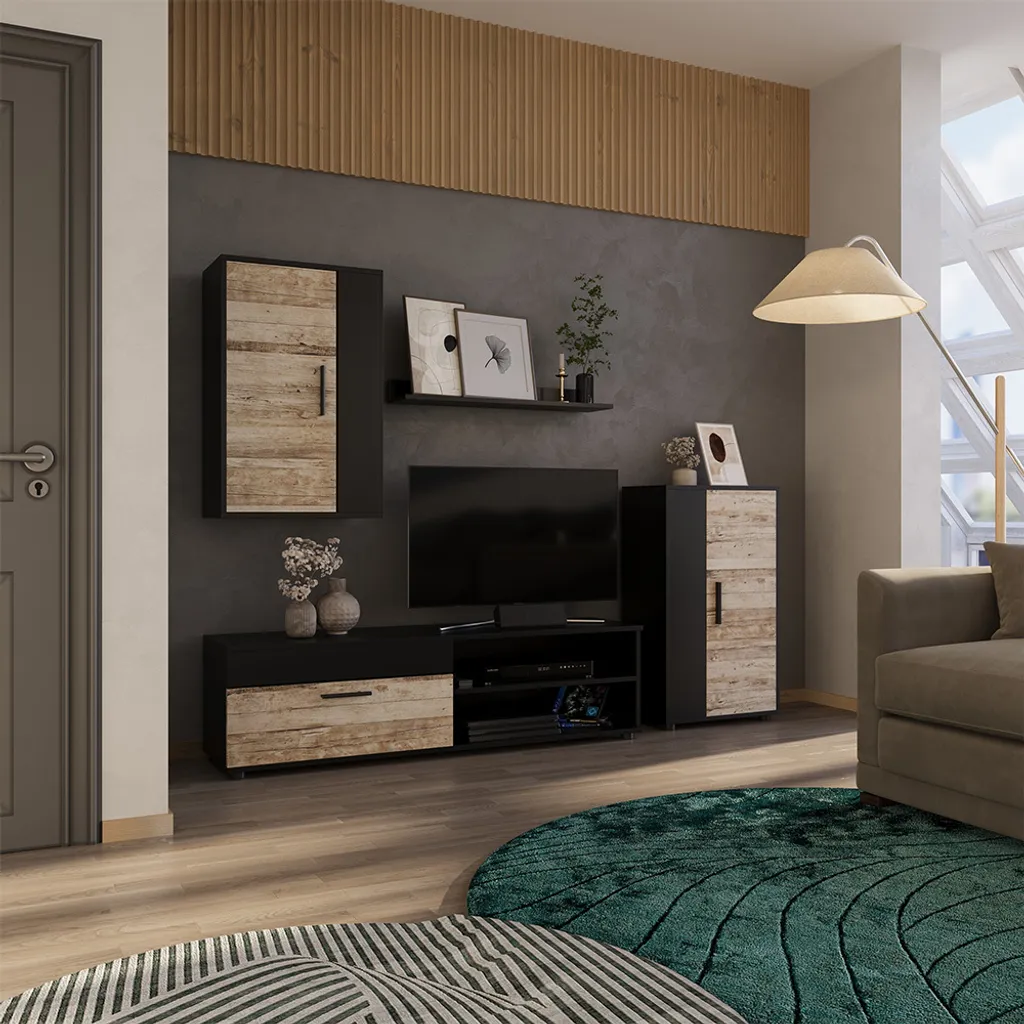 Ensemble salon Vicco Berno 4 pièces, design bicolore anthracite beige - 4