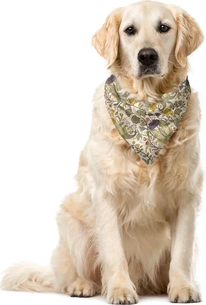 ABAKUHAUS Bandana Pet Fiori Botanici - Giallo Terra 40x40 cm Soft