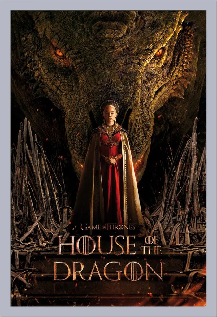 House of the Dragon - Poster - Foglio unico + cornice rimovibile, Shinsuke® Maxi MDF argento, disco acrilico