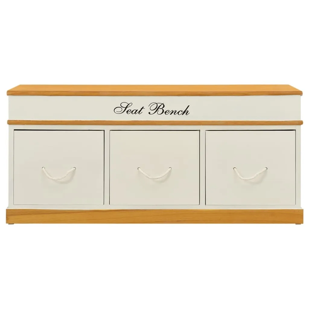 Banc d'entrée avec armoire à chaussures intégrée en bois coloris blanc