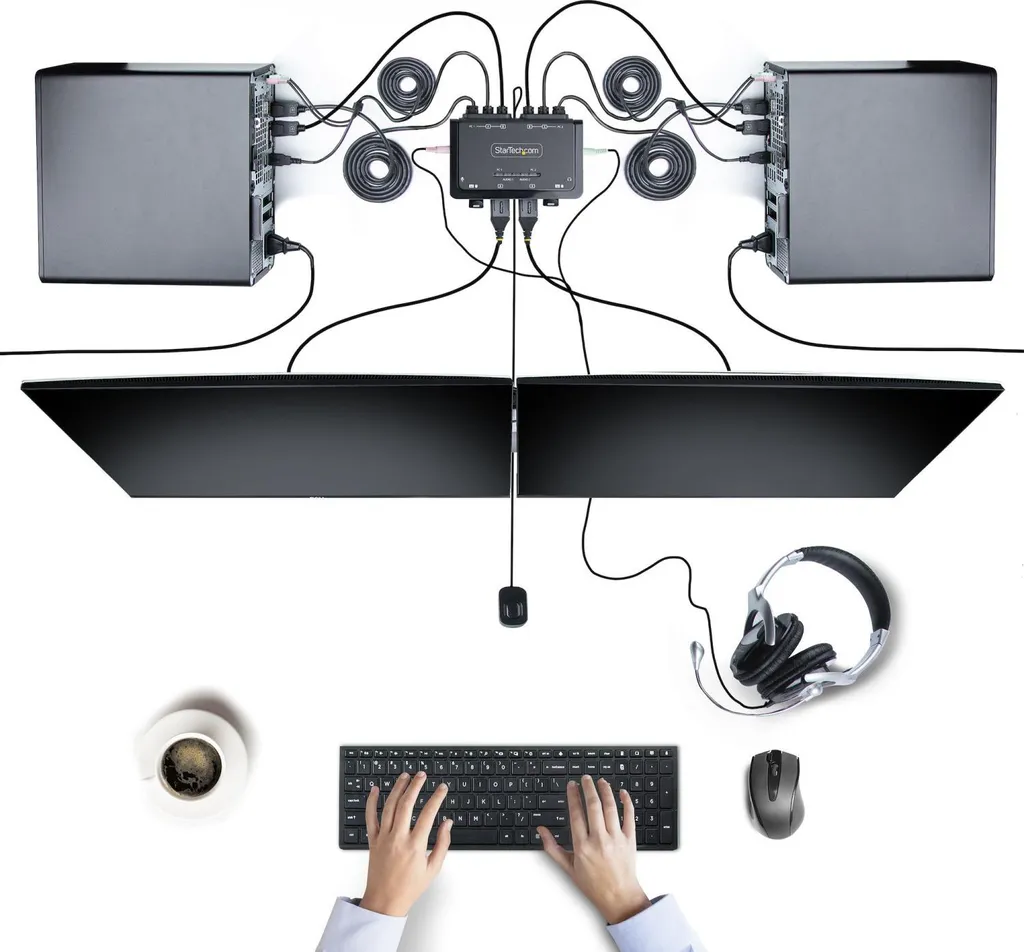 KVM Double Écran 4K 60Hz Ultra Compact avec Bouton de Commutation à Distance - 3