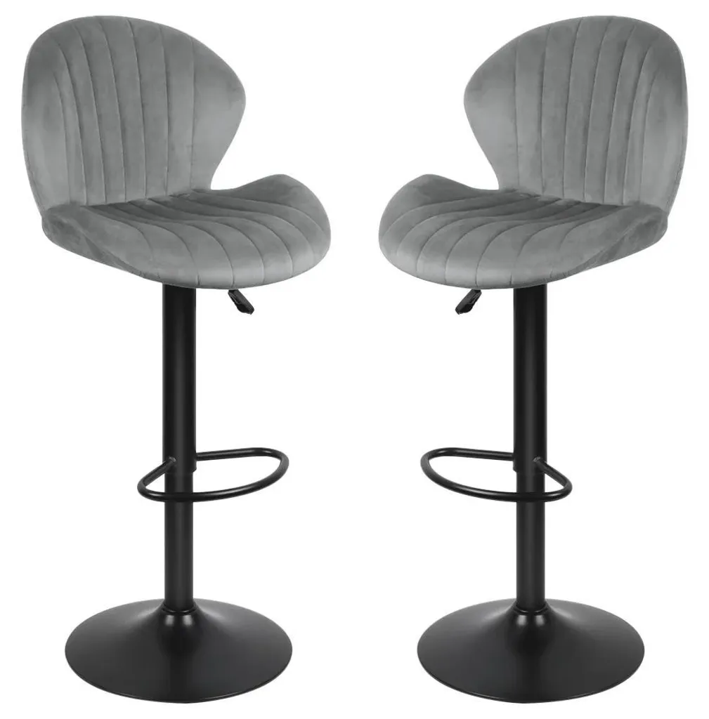 Tabouret de bar gris réglable et pivotant 360° avec dossier ergonomique