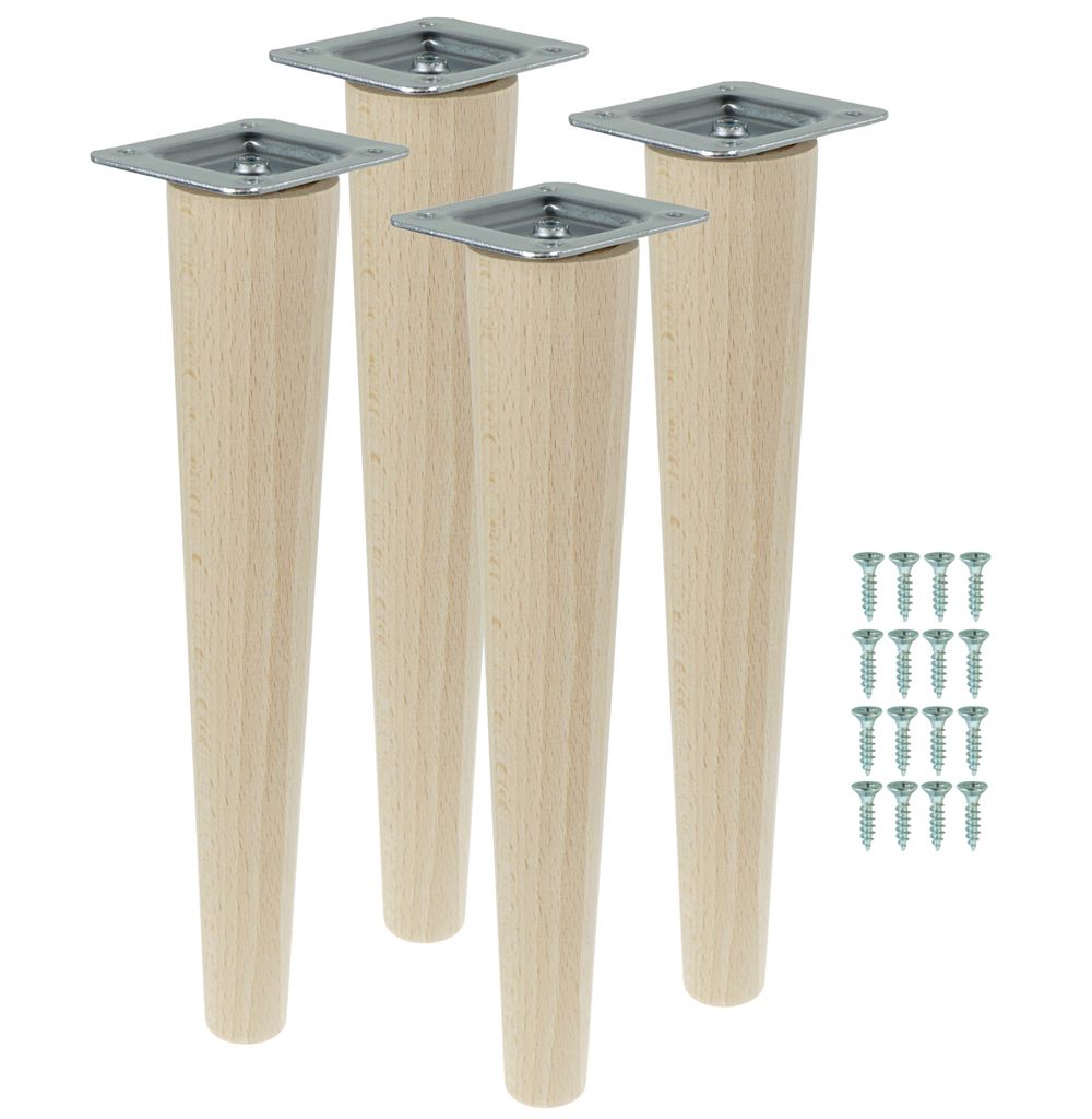 Möbelfüße 25 cm Höhe Holzfüße gerade aus Buche Produktbild 