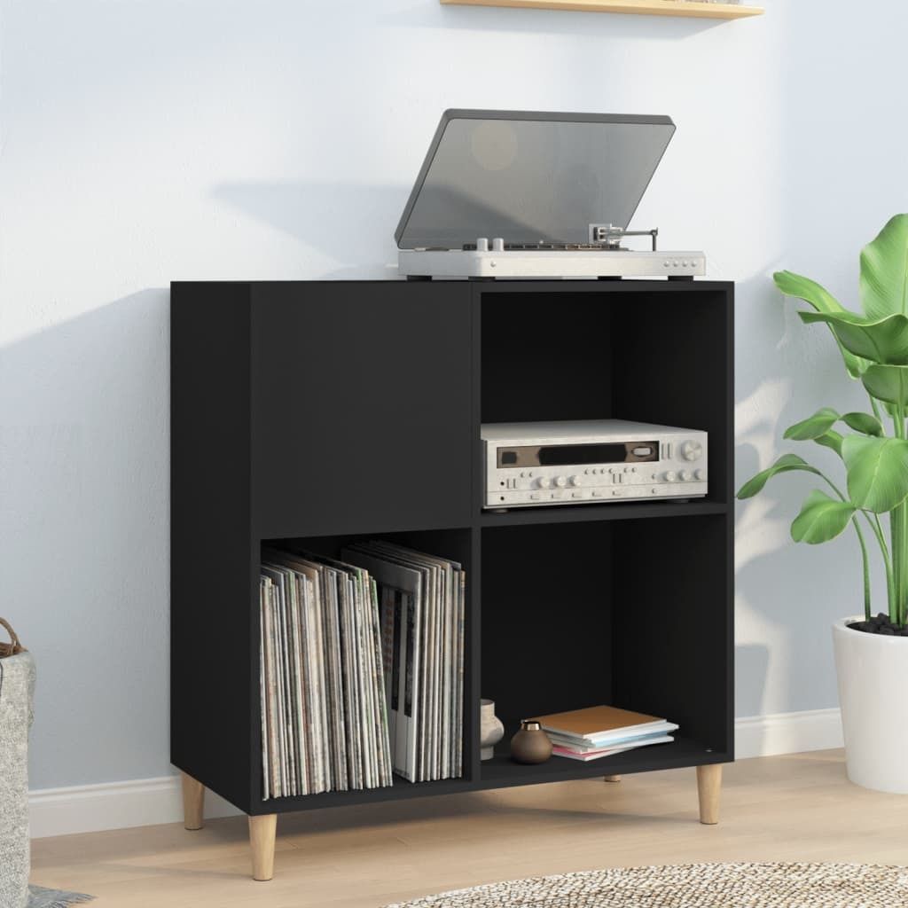 "2026 Promotion" Plattenschrank Schwarz 84,5x38x89 cm - Holzwerkstoff - Nachtkonsole CC29716