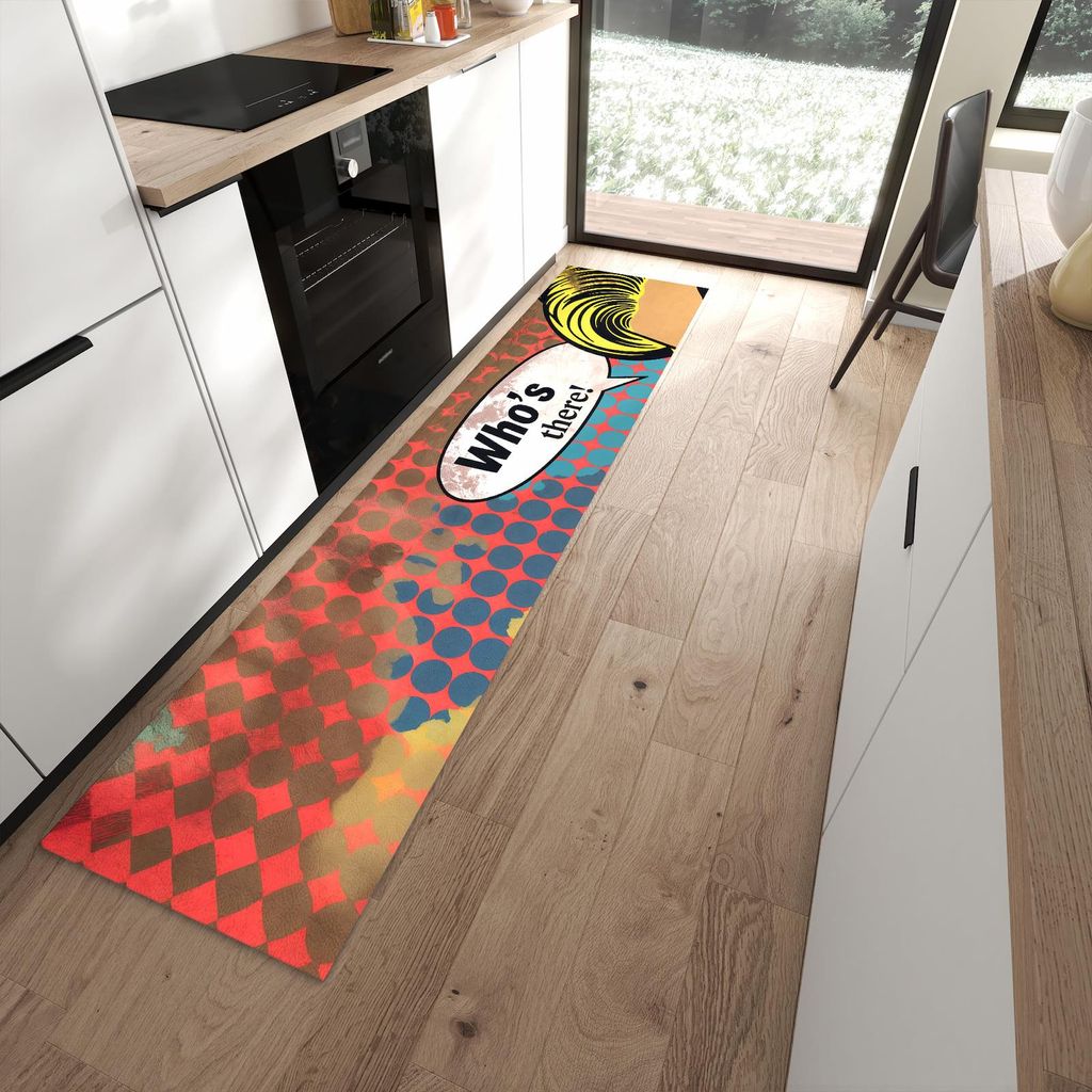 Küchenteppich 60x270cm rutschfest & abwischbar PVC Läufer - Telefonierende Frau