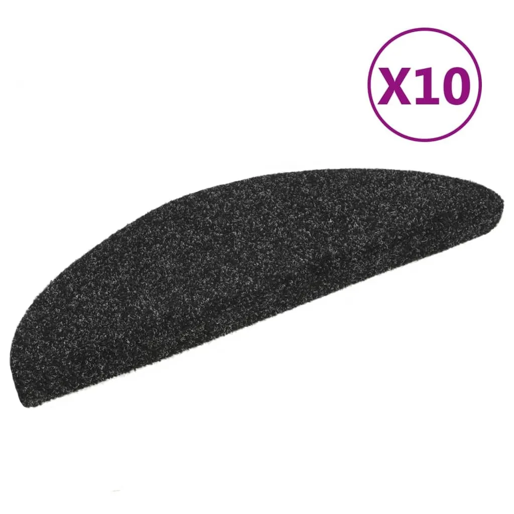Marchette d'escalier antidérapante lot de 10 tapis noirs 56x17x3 cm Velours