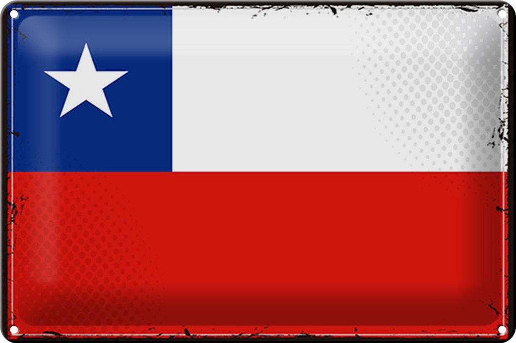 Blechschild Flagge Chiles 30x20cm Retro Flag of Chile Produktbild 