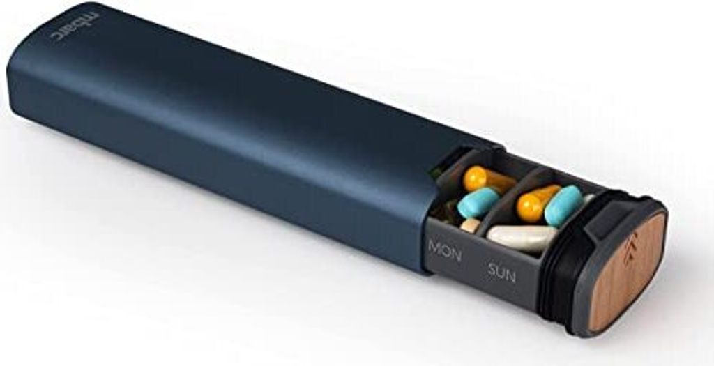 Robuste und praktische Pillendose 7 Tage,Großes Fach Pillenbox Tage,Tablettenbox Tage für unterwegs,Hochwertige,stilvolle Aluminium Holz