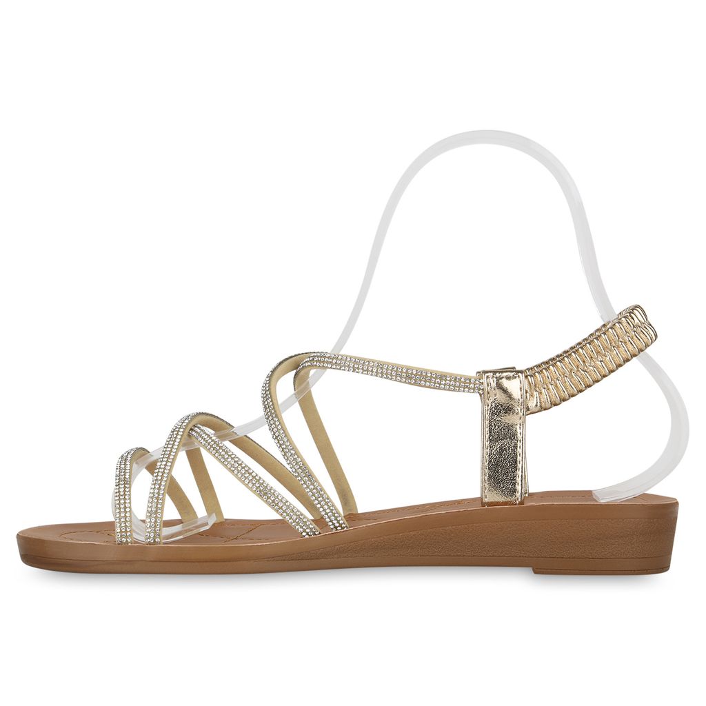 VAN HILL Damen Riemchensandalen Sandalen Strass Schuhe Produktbild 2