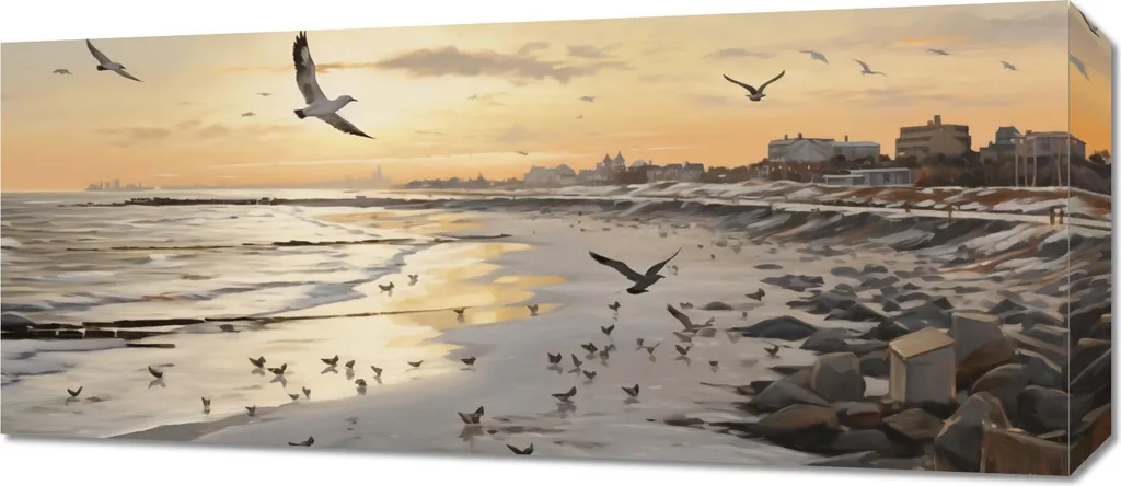 Décoration Murale Salon Crépuscule sur la côte - Format 70 x 30 cm