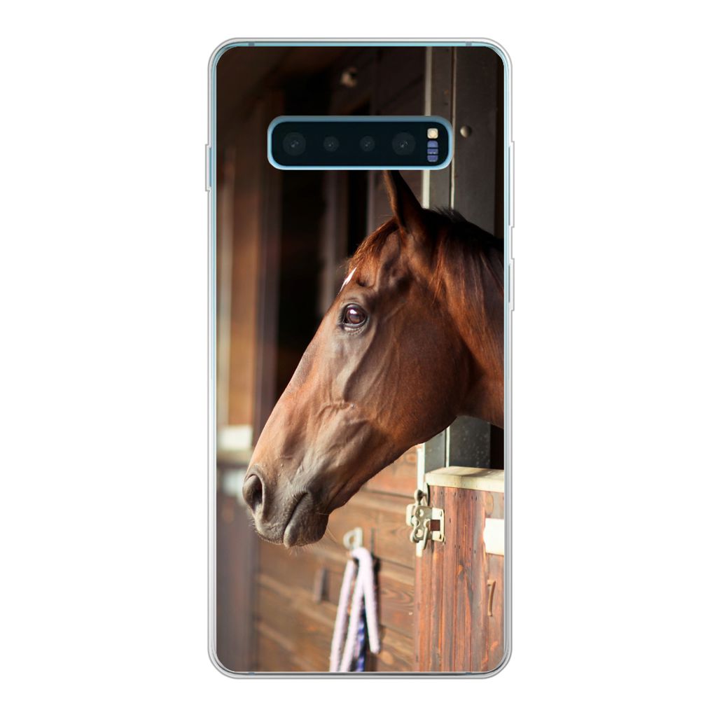 MuchoWow Handyhülle Schutzhülle Hülle für Samsung Galaxy S10 Lite Pferd - Stall - Sonne Silikon Softcase Handy Hülle - Schutz