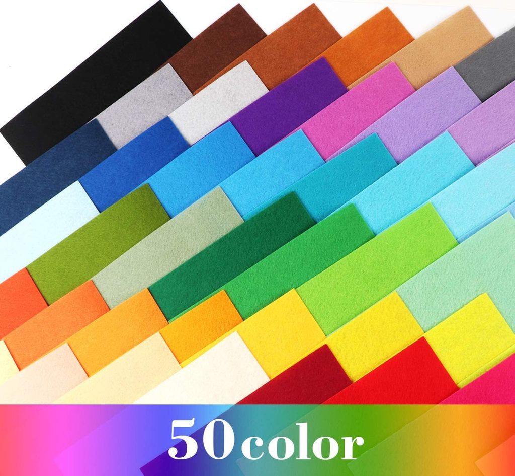 50 Farben Bastelfilz Set - Filzplatten 20x30cm Für Nähen, DIY & Kinderbasteln