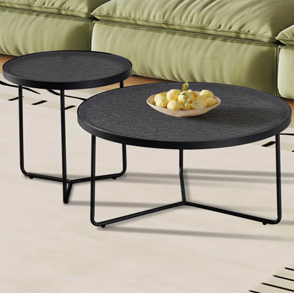Table basse Melia design noir et verre - Set de 2 formats modulables