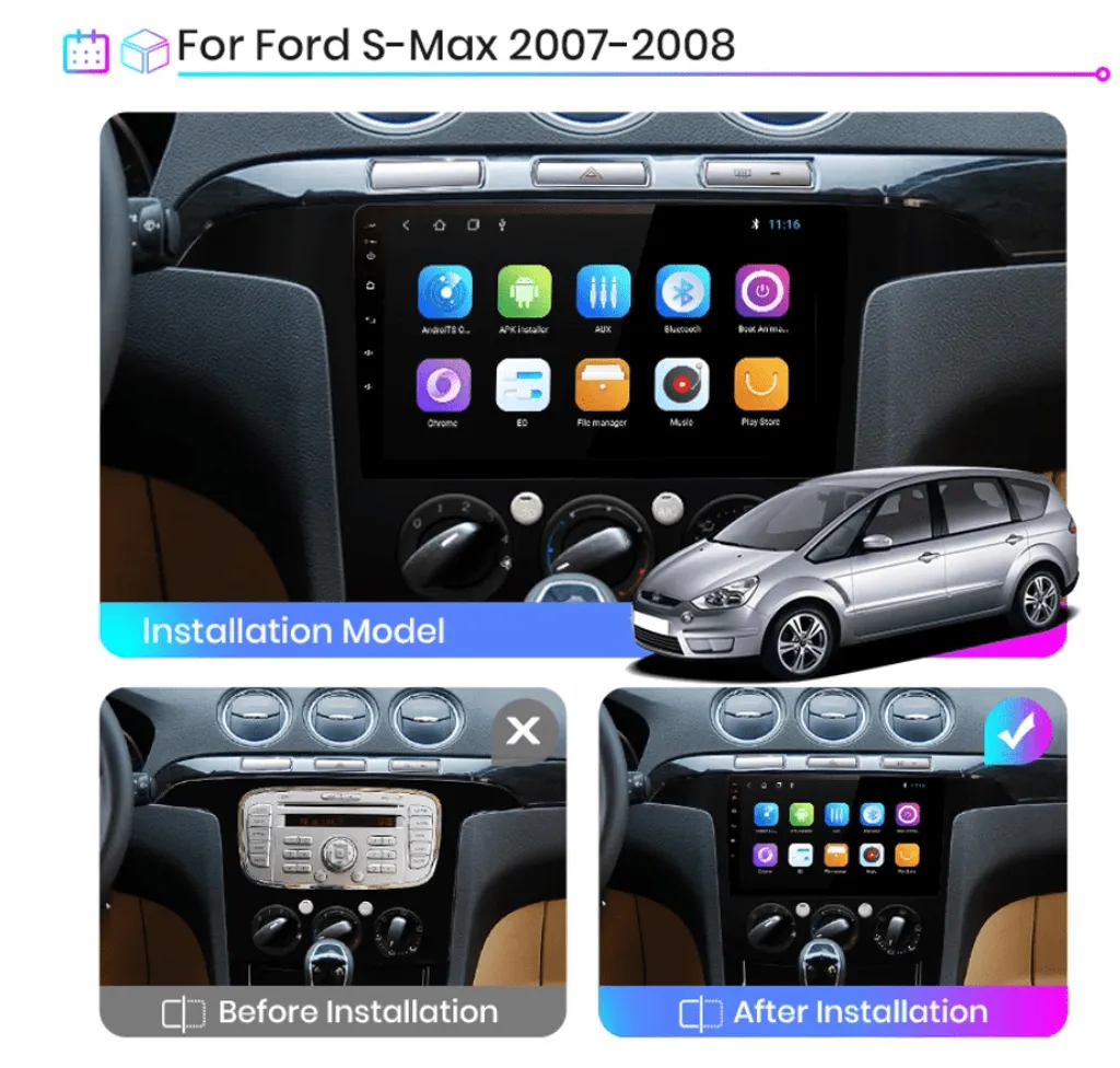 GPS Android Ford S-Max 2007-2008 : Autoradio Fluide 2Go+32Go avec Caméra - 3