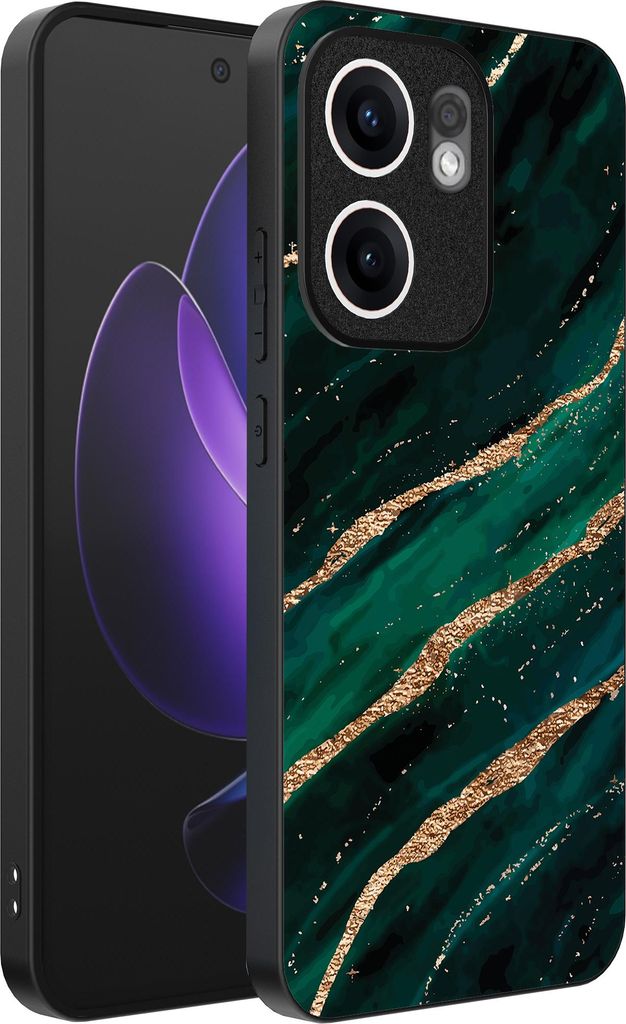 Smartphonica Telefon Fall geeignet für Oppo Reno 13F mit Marmor-Druck - TPU zurück Abdeckung Fall Marmor-Design - Grün Gold