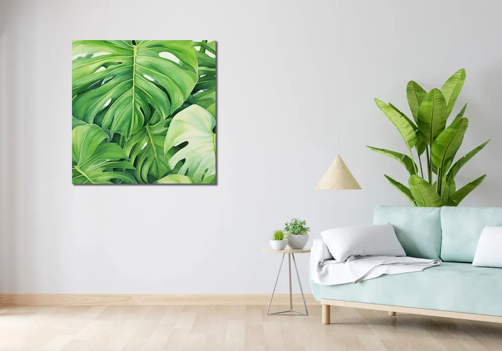 Tableau Image 90 x 90 cm Les secrets des feuilles - Décoration Murale - 2