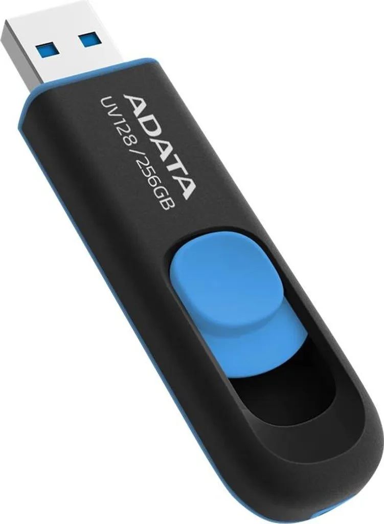 Stockage 256 Go Rétractable USB 3.2 Adata UV128 Design Noir et Bleu - 3