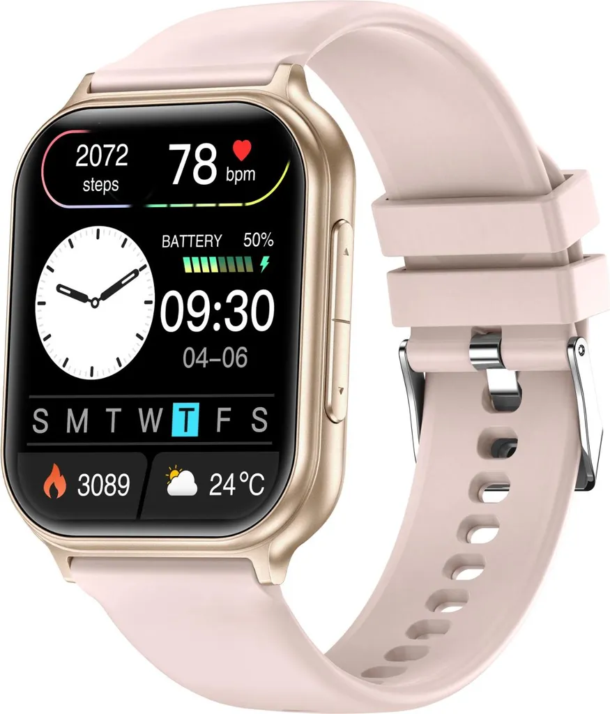INF Montre Connectée Multifonctionnelle Rose avec Appels Bluetooth - 5
