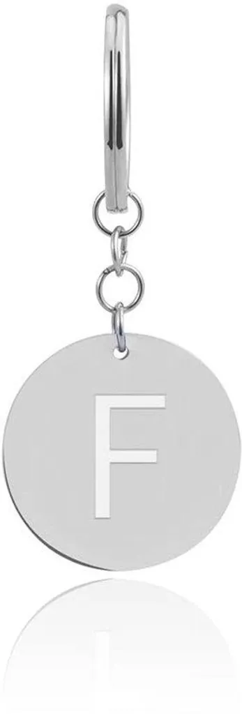 Porte-clés lettre F robuste en inox argenté, ne rouille pas et ne casse pas